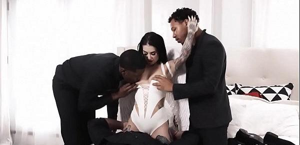  Prepare yourself for a true demons show of the gangbang of our gothic babe Joanna Angel with black devils Prince Yahshua,Isiah Maxwell,Ricky Johnson.